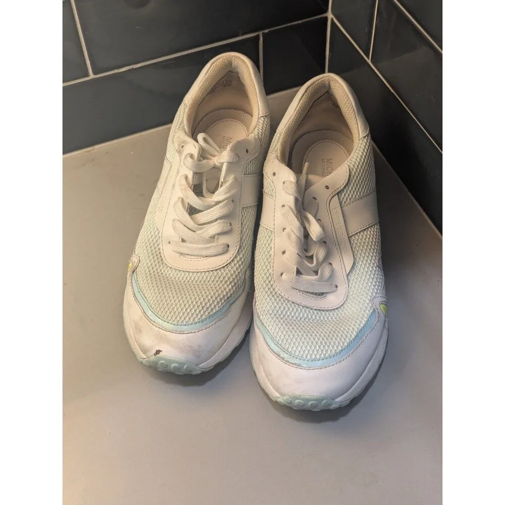 MICHAEL KORS MONROE TRAINER Womens CHAIN MESH SNEAKER Fair Aqua‎ Shoes Size 8.5